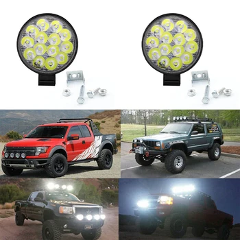  1 ADET 42W Yuvarlak 14 Işık Bar LED Spot İş Sis Sürüş Lamba Kamyon Traktör SUV ATV