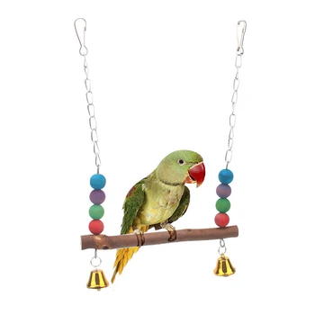  1 ADET Küçük ve Orta Ölçekli Kuşlar Oyuncak Papağan Salıncak İstasyonu Bar Pet Malzemeleri Ahşap Renk Ahşap Boncuk Papağan Eğitim Oyuncaklar