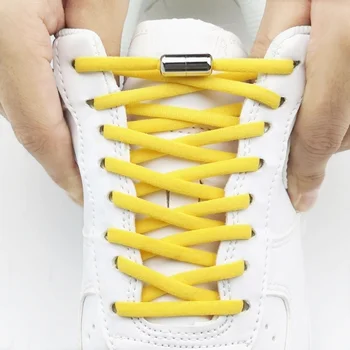  1 Çift Yeni Elastik Metal Toka Sabit Ayakkabı Bağcıkları Yuvarlak Hiçbir Kravat Ayakabı Çocuklar ve Yetişkin için Sneakers Ayakkabı Bağı Hızlı Tembel Danteller