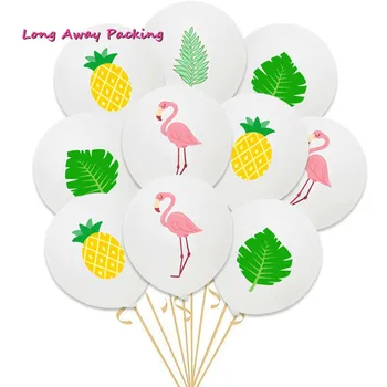  10 Adet 12 inç Flamingo Ananas Parti Malzemeleri Lateks Balonlar Doğum Günü Partisi Tropikal Yapraklar Dekorasyon Çocuklar ve Yetişkinler