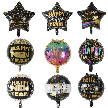  10 adet 18 inç Yeni Yıl Folyo Heium Balonlar Mutlu Yeni Yıl Dekorasyon Noel Şişme Parti Dekorasyon Malzemeleri Hava Globos
