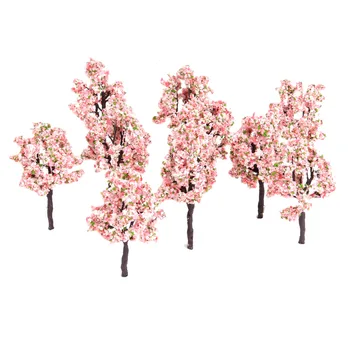  10 adet 4.5 inç/11cm Pembe Çiçek Modeli Ağacı Yapay Bitkiler Demiryolu Tren Diorama Bahçe Manzara OO HO Ölçekli Yapı Peyzaj