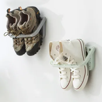  10 ADET Delikli Banyo Plastik Duvara monte Toz Geçirmez Depolama Ayakkabı Rafı Duvar Emme Kendinden yapışkanlı Ayakkabı Rafı Kapı Depolama Rafı
