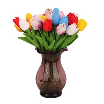  10 Adet Gerçek Dokunmatik Çiçekler PU Laleler Çiçek Yapay Buket Sahte Çiçek Gelin Buketi Dekoratif Çiçekler Düğün için