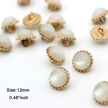  10 adet / grup Boyutu: 12mm Şık Tırtıklı Jant Düğmeleri Metal Saplı Reçine Düğmesi Giyim Ceket Takım Elbise Dekorasyon Aksesuarları(SS-2568)