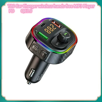  10 ADET / GRUP T86 Araba FM Verici Araba MP3 Çalar Tipi C PD 20W USB QC3. 0 Hızlı araba şarjı Şarj Handsfree Bluetooth 5.0 FM Mod