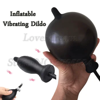  10 Hızları Büyük Şişme Vibratör Vajina Yapay Penis Anal Plug Pompa Anüs Dilatör Genişletilebilir Seks Oyuncakları Kadın Erkek Butt Plug Topları