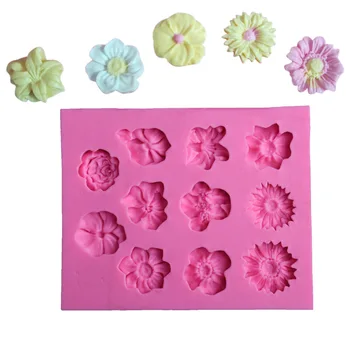  11 ızgara Çiçek Şekilli Fondan silikon kalıp Zanaat Çikolata Pişirme Kalıp Kek Dekorasyon Araçları mutfak Pasta Aracı