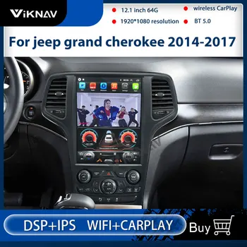  12.1 inç Android araba radyo ekran Gps navigasyon ile jeep grand cherokee 2014-2017 İçin otomatik stereo kafa ünitesi DVD multimedya