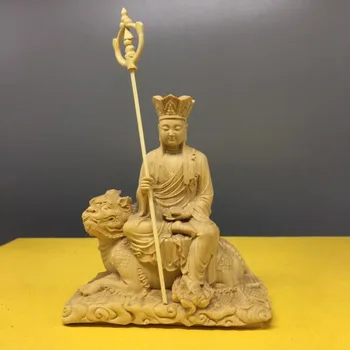  12 * 8.5 * 5 cm Ahşap Fengshui Retro Çin Ksitigarbha heykeli Uğurlu El Oyma Oturma Odası Ev Koyarak Süslemeleri Zanaat