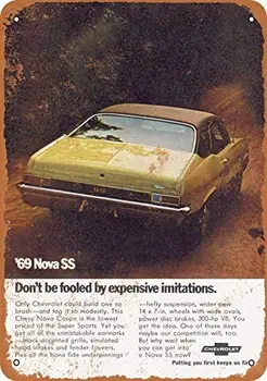  12 x 16 inç Metal Vintage komik teneke işareti 1969 araba sanat Nova SS