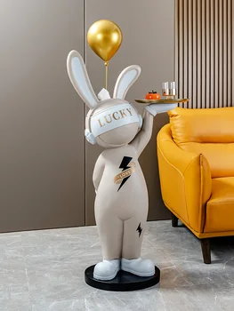  135CM Balon Tavşan Tepsi Süslemeleri Karikatür Oturma Odası Zemin Kapalı Heykelcik Mobilya Aksesuarları Hayvan Masa Ev Dekor