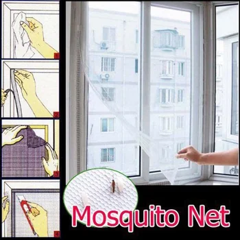  150cm x 130cm Sinek Sivrisinek Pencere Net tel örgü elek Kapalı Böcek Sinek ekran perdesi Örgü Böcek Cibinlik Kolay Fit Bant ile