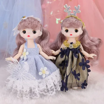  16cm BJD BEBEK Sevimli Küçük Prenses Elbise ve Headdress 1/8 Bjd Zarif Bebek Kız Oyun Evi Dıy Giyinmek Oyuncaklar