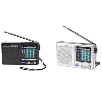  2 Adet AM/FM/SW Taşınabilir Radyo Kumandalı Kapalı, Açık Acil Kullanım Radyo Hoparlör Kulaklık, Siyah ve Gümüş