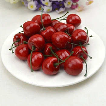  20 Adet / grup Mini Sahte Plastik Meyve Küçük Meyveleri Yapay Çiçek kırmızı kiraz Ercik Pearlize Düğün Dekorasyon