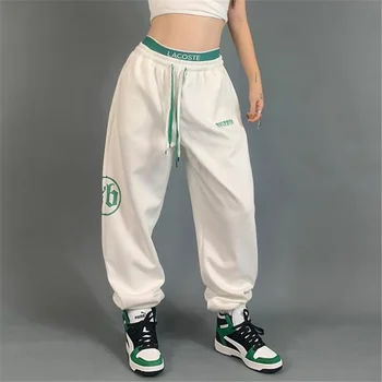  2022 kadın Joggers pantolon Gevşek Caz hiphop Sweatpants Streetwear Kadın Bayan Kız Dipleri Pantolon Elastik Bel Beyaz Kırmızı