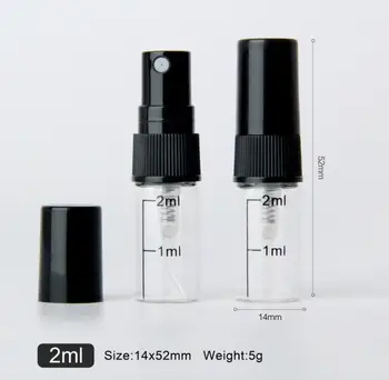  2ml Mini Sprey Şişeleri Boş Parfüm Cam Şişe Şişeleri Aromaterapi İnce Sis Atomizer Seyahat örnek kozmetik SN1550