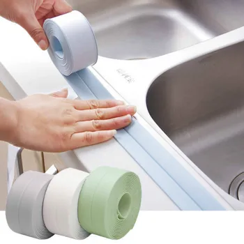  3.2 m x 38mm Banyo Duş Lavabo Banyo Sızdırmazlık Bandı Bant Beyaz PVC Kendinden yapışkanlı su geçirmez duvar çıkartması Banyo Mutfak için