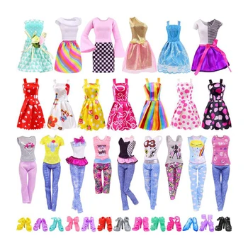  30 adet Barbie Bebek Elbise Polyester Barbie Bebek Önlük Mini Peri Koleksiyonu Giysi Sahne Renk Rastgele Giysi Değiştirmek için Oyun