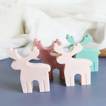  3D Noel Elk Aromaterapi Sabun Kalıpları Ren Geyiği Mum Epoksi Çikolata Pişirme Kek Dekorasyon silikon kalıp