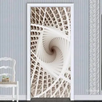  3D Sanat Modern Yaratıcı Çizgi Duvar Kağıdı Kapı Sticker Oturma Odası Çalışma Ev Dekor Duvar Sticker Kapı Posteri 3D Kendinden Yapışkanlı