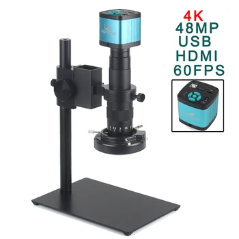  48MP 4K HDMI USB Endüstriyel Dijital Video Mikroskop Kamera Monoküler 180X Zoom C-Mount Lens PCB Telefon Tamir Lehimleme