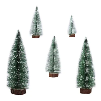  5 adet Noel Çam Ağacı Buzlu Sisal Ağacı Kar Akın Noel Ağacı Minyatür Noel Ağacı Oyuncak Minyatür Masa Ağacı