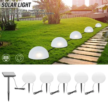  5 Led güneş ışığı zemin bahçe çim lambası güneş enerjili yarım top şeklinde ışık su geçirmez yol peyzaj çim lambası