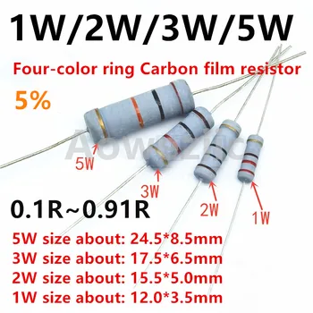  500 adet 1W Karbon film dirençler 5 % (0.1 R-0.91 R)Halka Güç Direnci 0.39 R 0.43 R 0.47 R 0.5 ΩJ 0.56 RJ 0.62 R 0.68 R 0.75 R 0.82 R Ohm