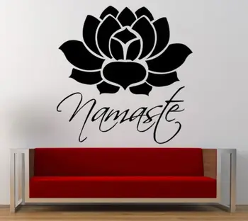  56X56 cm Klasik Vinil Duvar Sticker Lotus Çiçek Namaste Om Çıkartmaları Süs Fas Desen Yoga Dekor D261