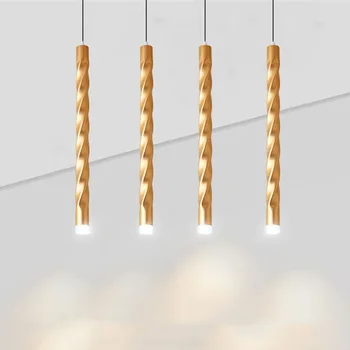  5W İskandinav uzun tüp kolye lamba Modern yaratıcı altın silindir boru asılı ışık yemek odası mutfak restoran Cafe