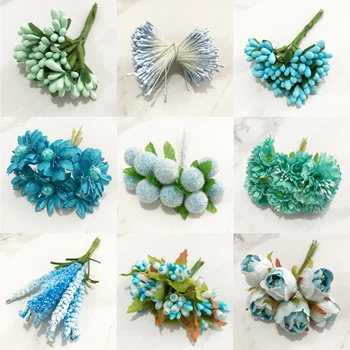  6/10/12 / adet Mix Mavi Çiçek Kiraz Ercik Meyveleri Paket DIY Noel Düğün Pastası Hediye Kutusu Çelenkler Dekor