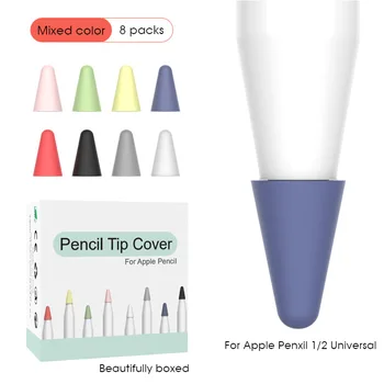  8 Paket Yumuşak Silikon Dokunmatik Kalem Ucu Durumda Ucu Kapağı Apple Kalem İçin 1st 2nd Nesil 9 Renk İsteğe Bağlı