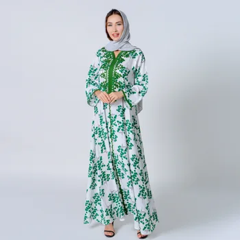  Ab022 Orta Doğu Pamuk Baskı El Yapımı Nakış Başörtüsü Arap Elbise Elbise Müslüman Müslüman Kadınlar