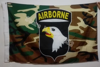  ABD Ordusu 101st Havadan Woodland Camo Bayrak sıcak satmak mal 3X5FT 150X90 CM Banner pirinç metal delikler