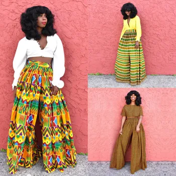  Afrika 2022 Haber Bayan Giyim Dashiki Baskı Pantolon Geniş Bacaklar Bazin Kadın Yüksek Bel Pantolon Ankara Afrika Elbiseler kadınlar İçin