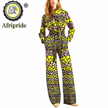  Afrika Tarzı Setleri Takım Elbise Kadın Blazers Ceketler İki Parçalı Set Üst ve Pantolon Dashiki Afrika Baskı Giyim Kemer ile S2026043