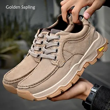  Altın Fidan Açık Ayakkabı Erkekler Hakiki deri makosenler Klasikleri Eğlence Flats Platformu Ayakkabı Yumuşak Kauçuk gündelik erkek ayakkabısı