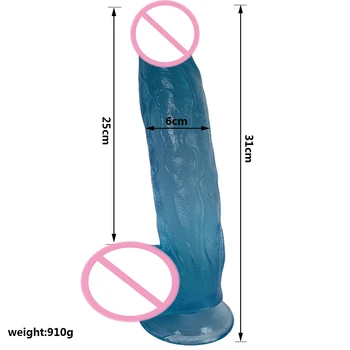  AMABOOM 31 * 6 cm Dev Süper Kalın Büyük Yapay Penis Gerçekçi Büyük Dildos Şeffaf Yumuşak Penis Dick Anal Popo Masaj Vajinal Seks oyuncak