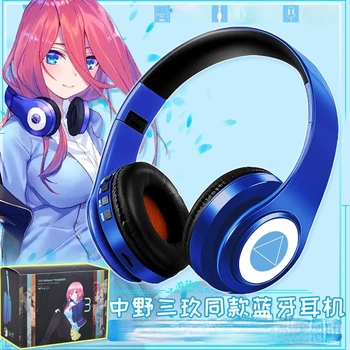  Anime Quintessential Quintuplets Miku Nakano Cosplay Bluetooth stereo oyun kulaklığıı Katlanabilir 2 in 1 kablosuz kulaklık Prop