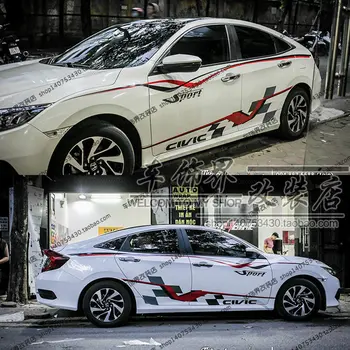  Araba Sticker Honda Civic 2016-2021 İÇİN Modifiye Kişiselleştirilmiş Dekoratif çıkartmaları Vücut Spor Latte Çizgili Etiket
