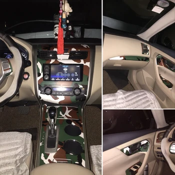  Araba-Styling 5D Karbon Fiber Araba İç Merkezi Konsol Renk değişim kalıp Sticker Çıkartmaları Nissan Teana İçin J33 2013-2018