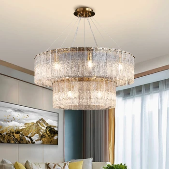  avize modern lamba oturma odası ev dekor çift buzlu cam villa lobi yuvarlak süspansiyon luminaireCD