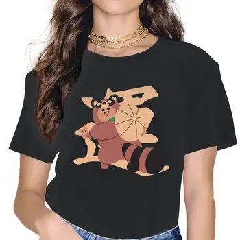  Basit Kawaii Kız Kadın T-Shirt Tanuki Sevimli Hayvan Komik 5XL Blusas Harajuku Rahat Kısa Kollu Vintage Boy Tops