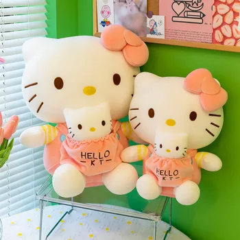  Büyük Boy Hello Kitty peluş oyuncaklar Sanrio Sevimli Anime Çevre Birimleri KT Kedi Dolması Bebekler Yumuşak Hello Kitty Noel Hediyesi İçin çocuk