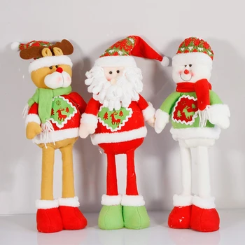  Büyük Boy Noel Bebek Geri Çekilebilir Noel Baba Kardan Adam Geyik Oyuncaklar Noel Figürleri noel hediyesi Çocuk için Kırmızı Noel Ağacı Süsleme