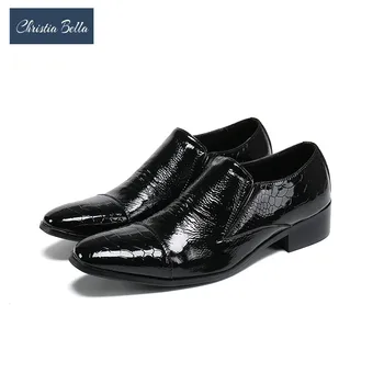  Christia Bella Tasarımcı Marka Erkekler Parti deri ayakkabı Erkek Düğün Resmi Elbise Ayakkabı Artı Boyutu Siyah Iş Ofis Ayakkabı