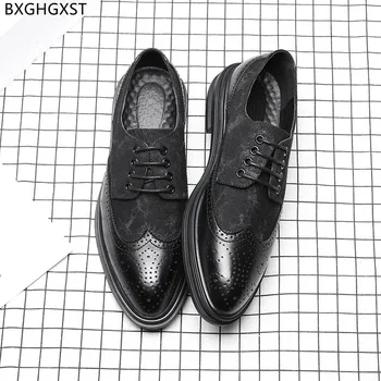  Deri ayakkabı Erkekler Klasik İtalyan Lüks tasarım ayakkabı Erkekler Yüksek Kalite Moda Siyah Brogue Ayakkabı Erkekler Sapato Sosyal Masculino