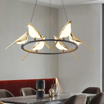  Deyıdn Modern saksağan kuş avize çelik boru yaratıcı asılı ışık oturma yemek odası yatak odası Bar Cafe LED kolye lamba